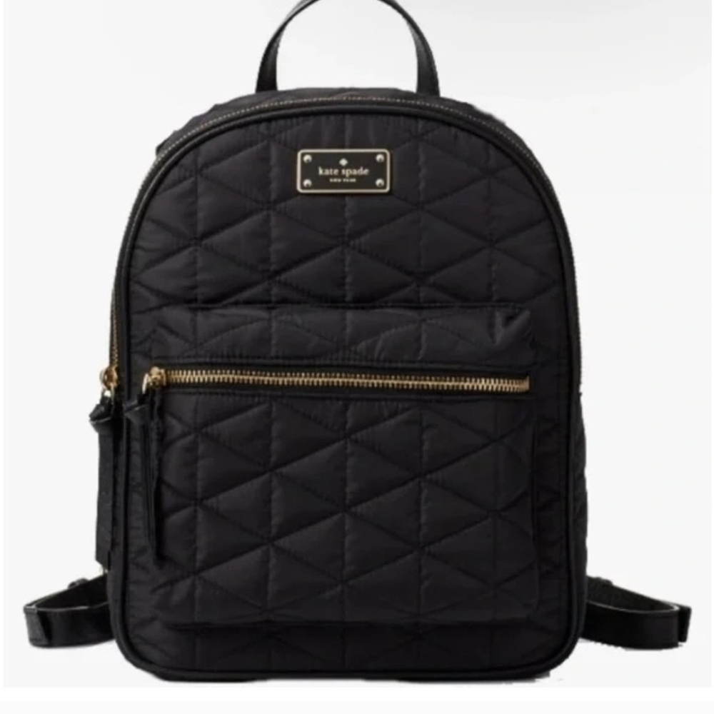 Kate Spade♠️Small Bradley Wilson Rd Quilted Backpack 18Kt Gold Hardware Like New